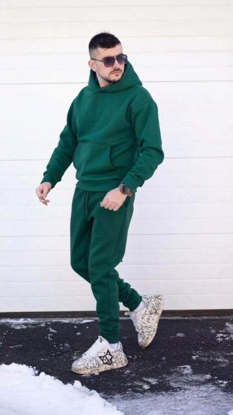 Trening oversized din bumbac gros - OSLO GREEN - Img 5