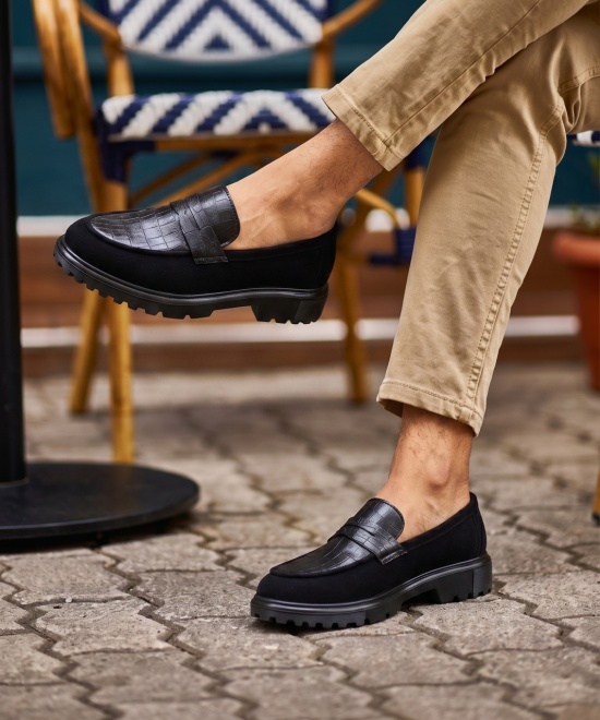 Mocasini negri din piele neagră cu talpa neagră - SKIN - Img 2