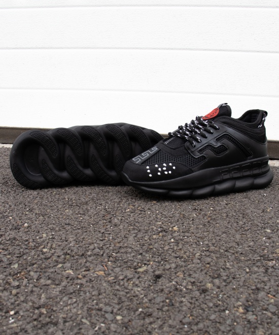 Sneakers din piele ecologica si catifea - CHAIN ALL BLACK - Img 8