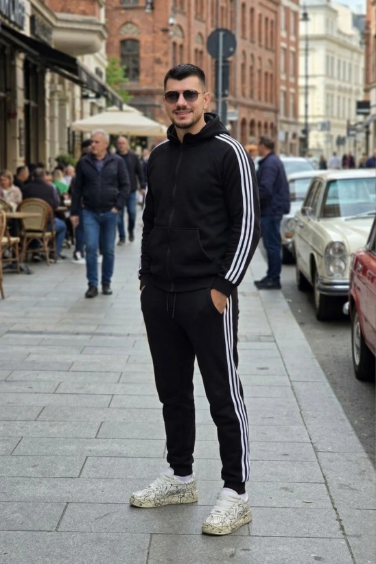 Trening oversized din bumbac gros cu fermoar - FULL DG ALL BLACK - Img 2