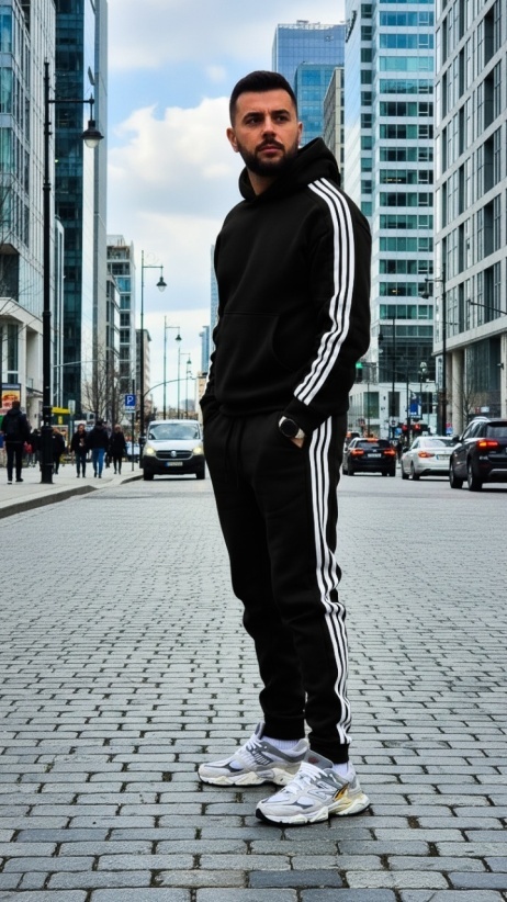 Trening oversized din bumbac gros - KYOTO BLACK - Img 4