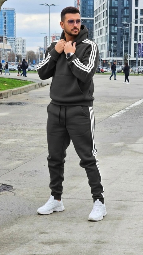 Trening oversized din bumbac gros - KYOTO SHADES of GRAY - Img 3