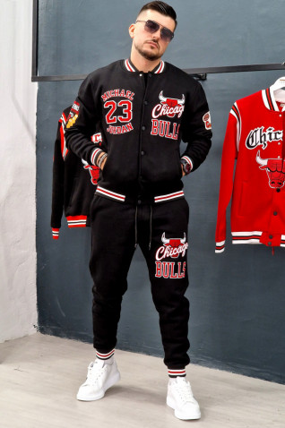 Trening Bulls Logo Brodat Gros 23 Negru