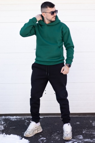 Trening oversized din bumbac gros - OSLO GREEN & BLACK - Img 2