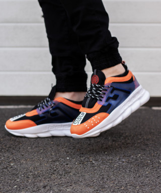 Sneakers CHAIN Orange/Blue - Piele ecologica - Img 7