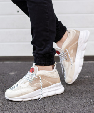 Sneakers din piele ecologica bej - CHAIN - Img 3