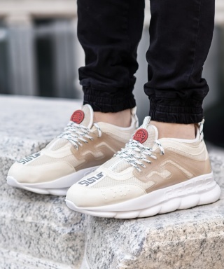 Sneakers din piele ecologica bej - CHAIN - Img 4