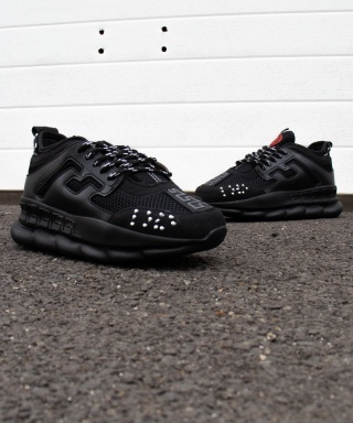 Sneakers din piele ecologica si catifea - CHAIN ALL BLACK - Img 10