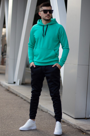 Trening Flausat HOOD EX Verde Menta - Negru