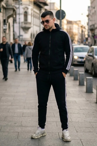 Trening oversized din bumbac gros cu fermoar - FULL DG ALL BLACK - Img 6