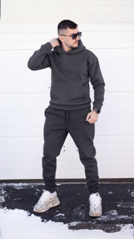 Trening oversized din bumbac gros - OSLO SHADES of GRAY - Img 7