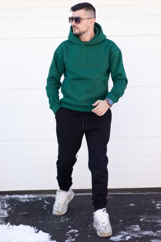 Trening oversized din bumbac gros - OSLO GREEN & BLACK - Img 4