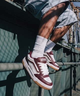 Adidasi din piele ecologică burgundy - SKATE