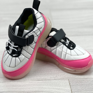 Adidasi Fetite cu Luminite AIR Alb-Roz