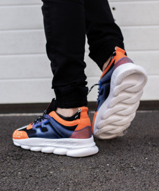Sneakers CHAIN Orange/Blue - Piele ecologica - Img 8