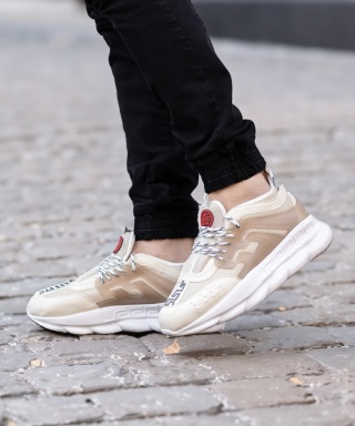 Sneakers din piele ecologica bej - CHAIN - Img 6