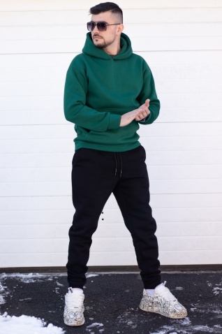 Trening oversized din bumbac gros - OSLO GREEN & BLACK - Img 5