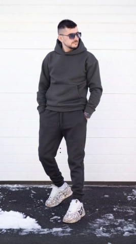 Trening oversized din bumbac gros - OSLO SHADES of GRAY - Img 2