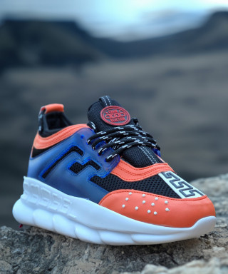 Sneakers CHAIN Orange/Blue - Piele ecologica - Img 6