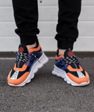 Sneakers CHAIN Orange/Blue - Piele ecologica - Img 9