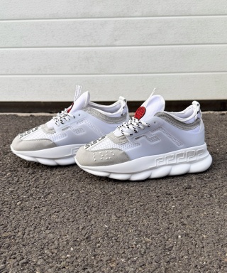 Sneakers din piele ecologica si catifea albi - CHAIN - Img 6