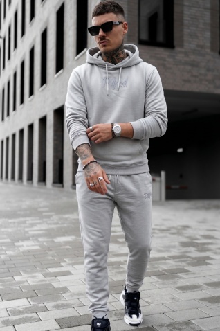 Trening din bumbac cu logo brodat - putred GRAY