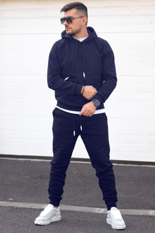 Trening Flausat HOOD Bumbac Bleumarin