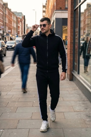 Trening oversized din bumbac gros cu fermoar - FULL DG ALL BLACK - Img 4