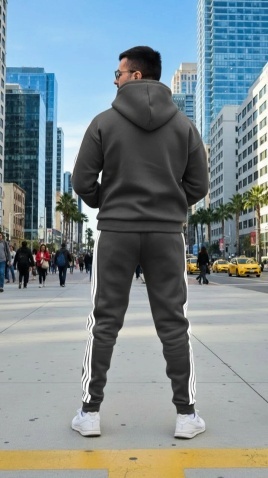 Trening oversized din bumbac gros - KYOTO SHADES of GRAY - Img 4