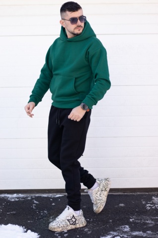Trening oversized din bumbac gros - OSLO GREEN & BLACK - Img 7
