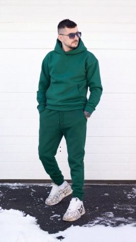 Trening oversized din bumbac gros - OSLO GREEN - Img 4