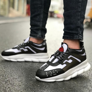 Adidasi barbati albi cu negru - CHAIN DUO