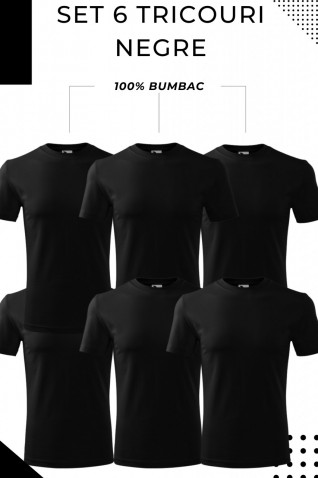 Set 6 tricouri din bumbac - Negre