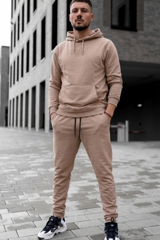 Trening din bumbac cu logo brodat - putred TAN