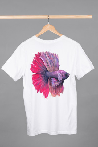 Tricou print fata si spate alb - BETA