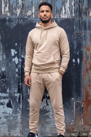 Trening din bumbac cu logo brodat - PRiMal BEIGE