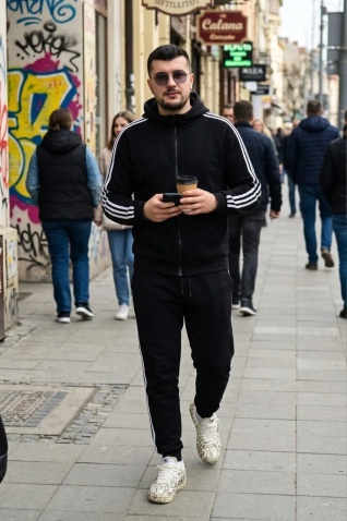 Trening oversized din bumbac gros cu fermoar - FULL DG ALL BLACK