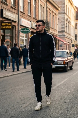 Trening oversized din bumbac gros cu fermoar - FULL DG ALL BLACK - Img 5