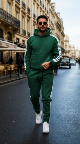 Trening oversized din bumbac gros - KYOTO GREEN - Img 2