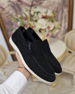 Mocasini Enzo Lux Barbati Piele Naturala Negru Alb