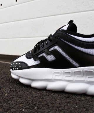 Sneakers din piele ecologica albi cu negru - CHAIN DUO - Img 6