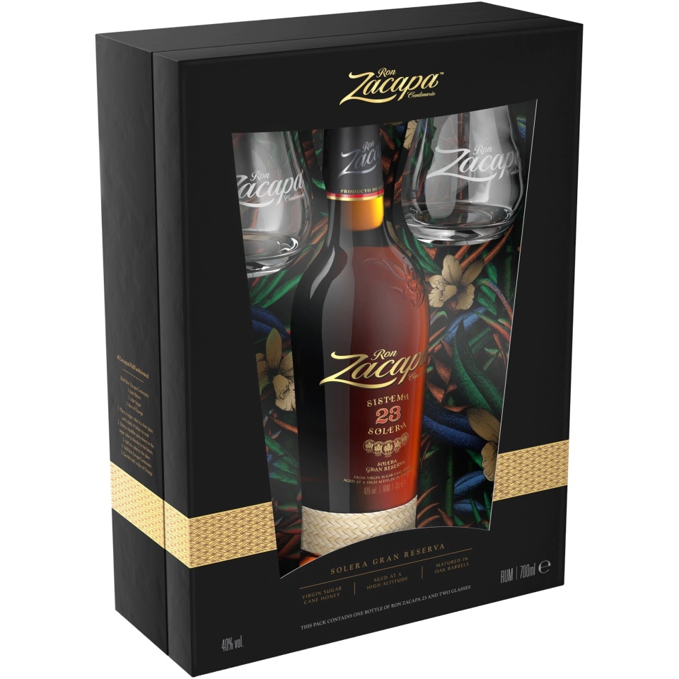 Rom Zacapa No 23 0.7L Cutie Cadou 2 Pahare 0.7L
