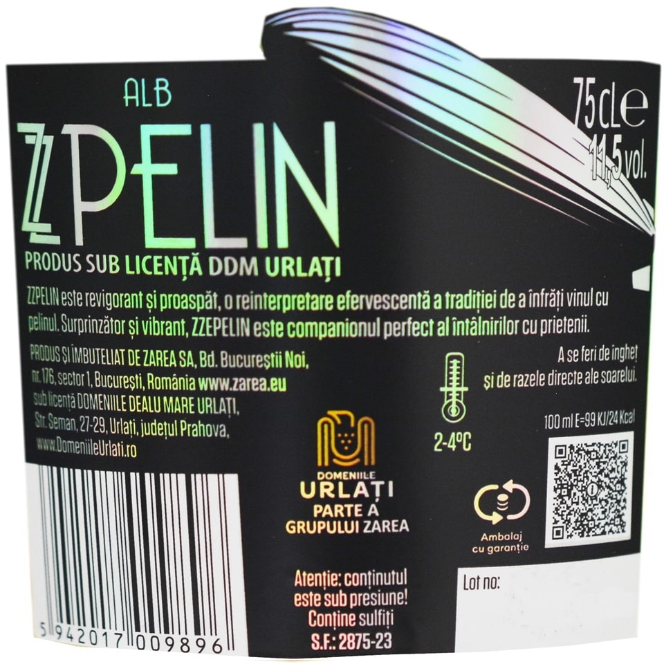 Urlati Zzpelin Pelin Frizzante Alb 0.75L