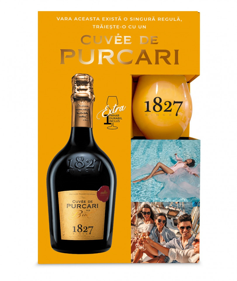 Spumant Cuvee de Purcari Alb Brut Pahare Cadou 0.75L