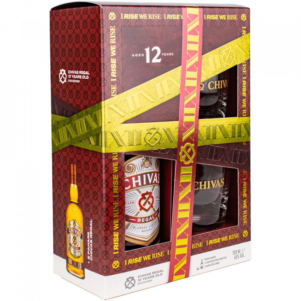 Chivas Regal Blended Scotch Whisky 12 YO Cutie cu Pahare 0.7L
