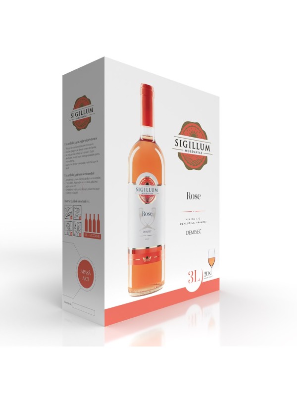 Sigillum Moldaviae, Rose, Demisec, 12%, Bag In Box 3L