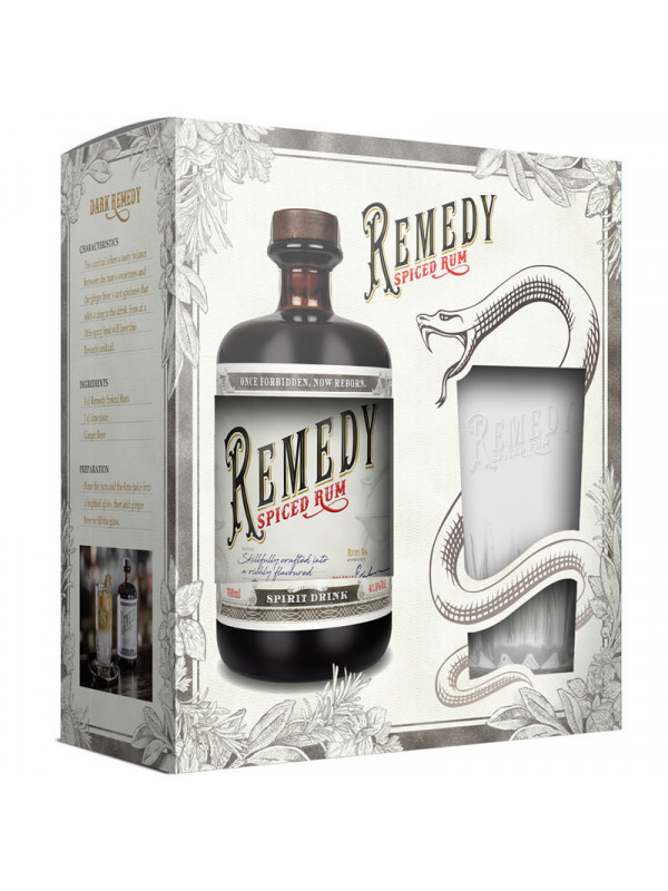 Remedy Spiced Rum Pahar Cadou 0.7L