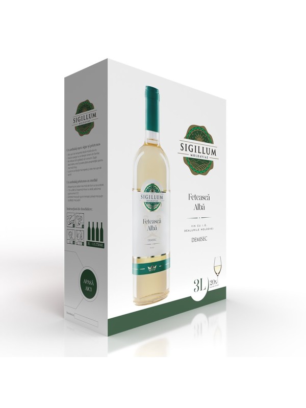 Sigillum Moldaviae, Feteasca Alba, Demisec, 13%, Bag In Box 3L