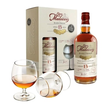 Malecon Rum Rare Proof 13 Ani Set Cadou cu 2 Pahare 0.7L
