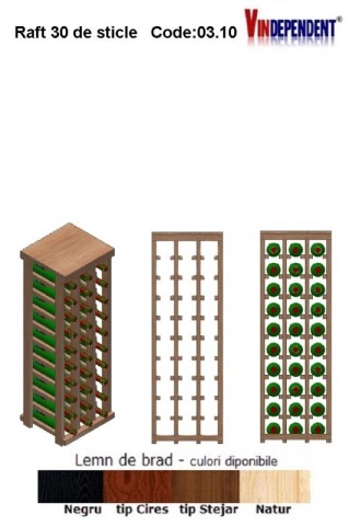 Raft din lemn cu blat pentru 30 de sticle